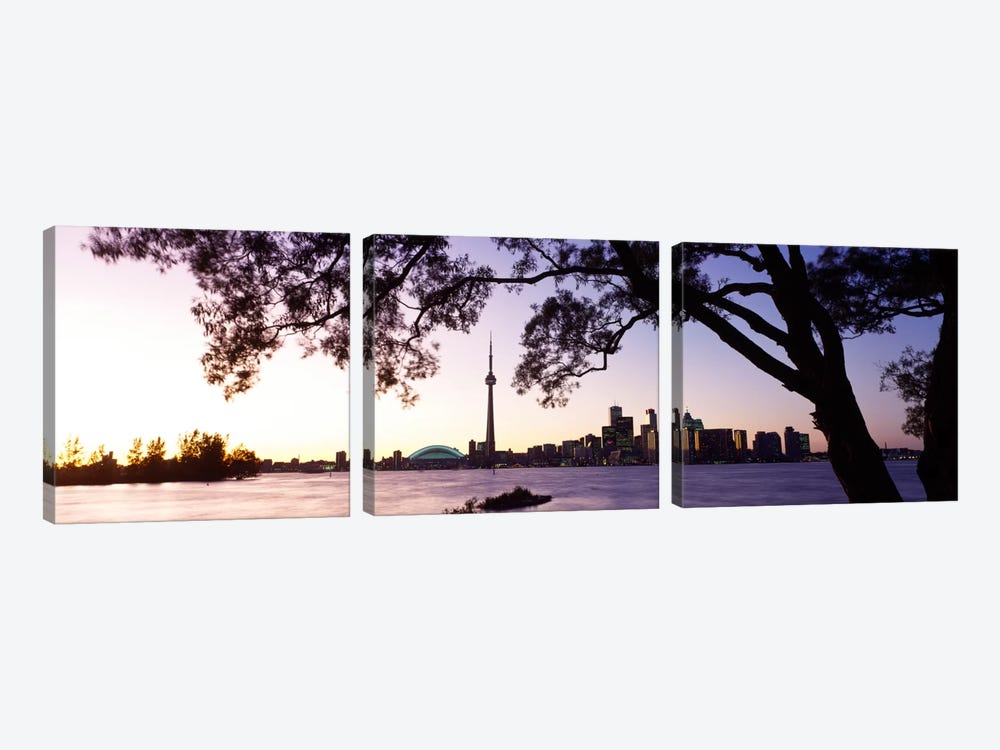 Skyline CN Tower Skydome Toronto Ontario Canada by Panoramic Images 3-piece Canvas Wall Art
