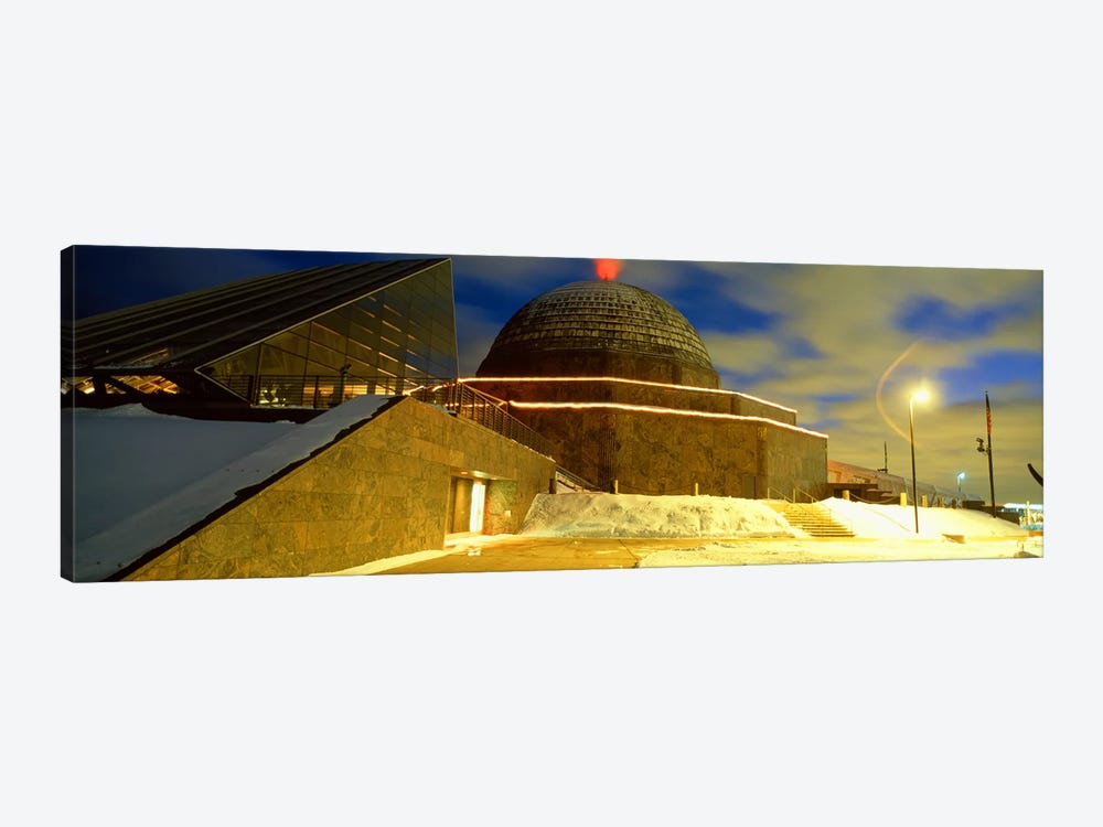 Museum lit up at dusk, Adler Planetarium, Chicago, Illinois, USA by Panoramic Images 1-piece Canvas Print