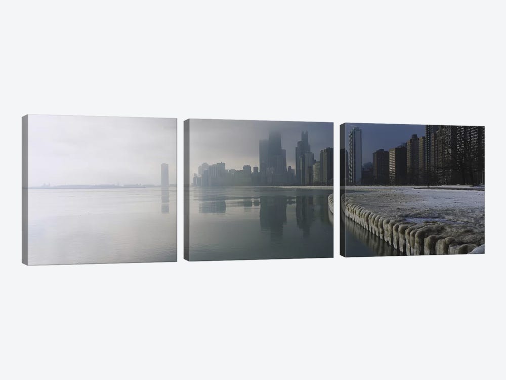 Buildings at the waterfront, Lake Michigan, Navy Pier, Michigan, Chicago, Cook County, Illinois, USA by Panoramic Images 3-piece Art Print