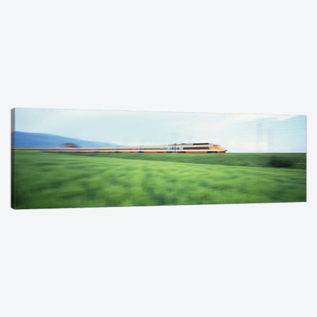 TGV High-speed Train passing through a grassland Canvas Print #PIM2993} by Panoramic Images Canvas Art Print