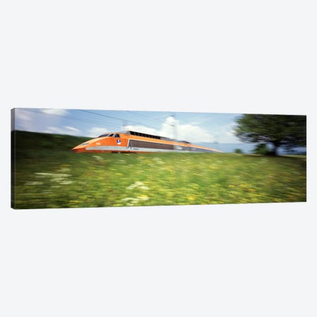 Blurred Motion View Of A TGV (High-Speed Train) Canvas Print #PIM2994} by Panoramic Images Canvas Artwork