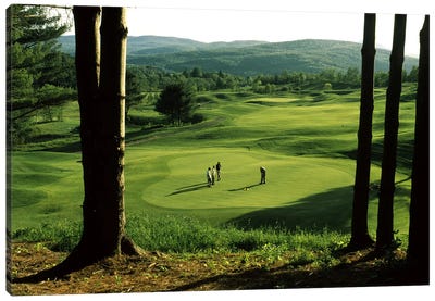 Golfers On A Green, Country Club Of Vermont, Waterbury, Washington County, Vermont, USA Canvas Art Print - Golf Art