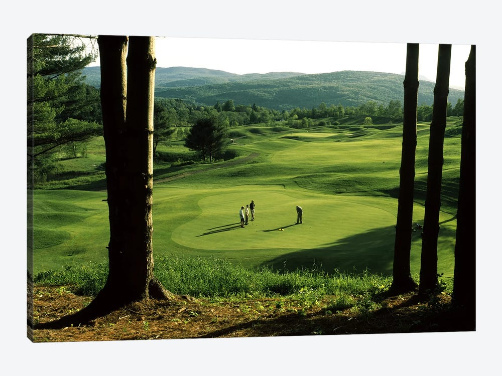 Golfers On A Green, Country Club Of Vermont, Waterbury, Washington County, Vermont, USA by Panoramic Images 1-piece Canvas Print