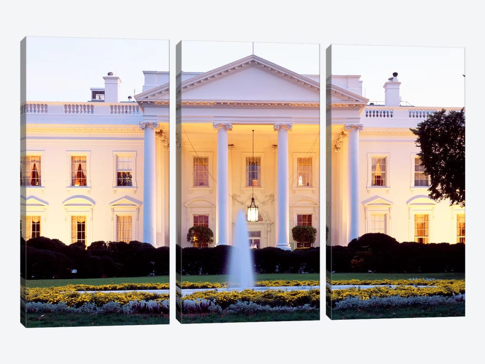 Northern Façade Portico, White House, Washington D.C., USA by Panoramic Images 3-piece Canvas Art