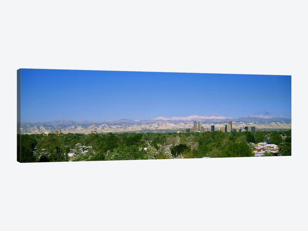 Buildings in a city with a mountain range in the background, Denver, Colorado, USA by Panoramic Images 1-piece Art Print