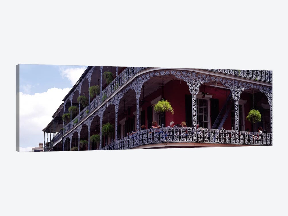 People sitting in a balcony, French Quarter, New Orleans, Louisiana, USA by Panoramic Images 1-piece Canvas Art