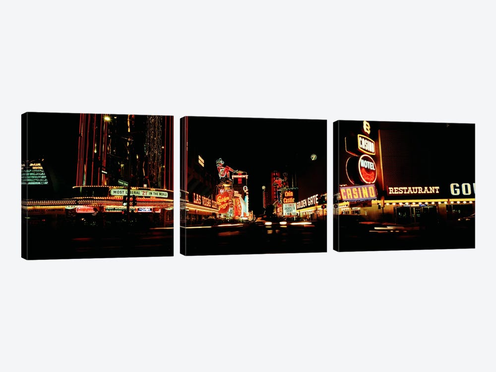 Las Vegas NV Downtown Neon, Fremont St by Panoramic Images 3-piece Canvas Artwork