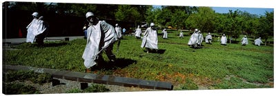 USA, Washington DC, Korean War Memorial, Statues in the field Canvas Art Print - Weapons & Artillery Art