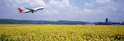 A Departing Airplane, Zurich (Kloten) Airport, Zurich, Switzerland by Panoramic Images canvas print