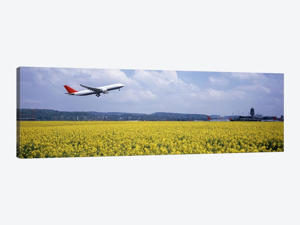 A Departing Airplane, Zurich (Kloten) Airport, Zurich, Switzerland by Panoramic Images 1-piece Canvas Print
