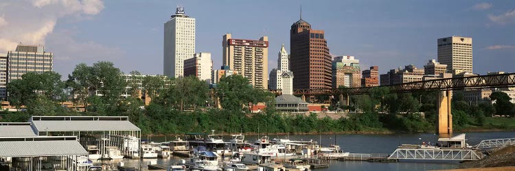 Boats moored at a harborMud Island, Memphis, Tennessee, USA