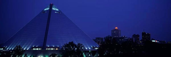 Blue: Night The Pyramid & Skyline Memphis TN USA by Panoramic Images