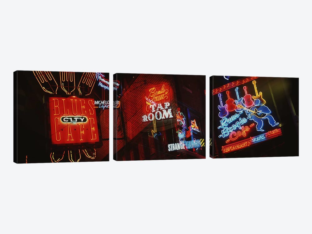 Neon SignsBeale Street, Memphis, Tennessee, USA by Panoramic Images 3-piece Canvas Wall Art