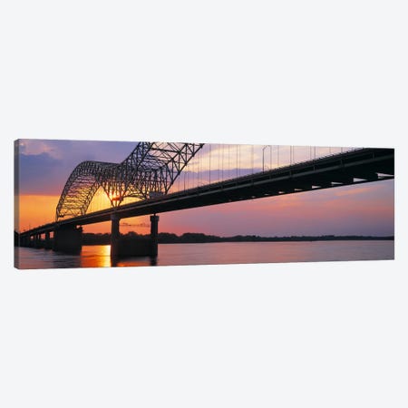 SunsetHernandez Desoto Bridge & Mississippi River, Memphis, Tennessee, USA Canvas Print #PIM3031} by Panoramic Images Canvas Art Print