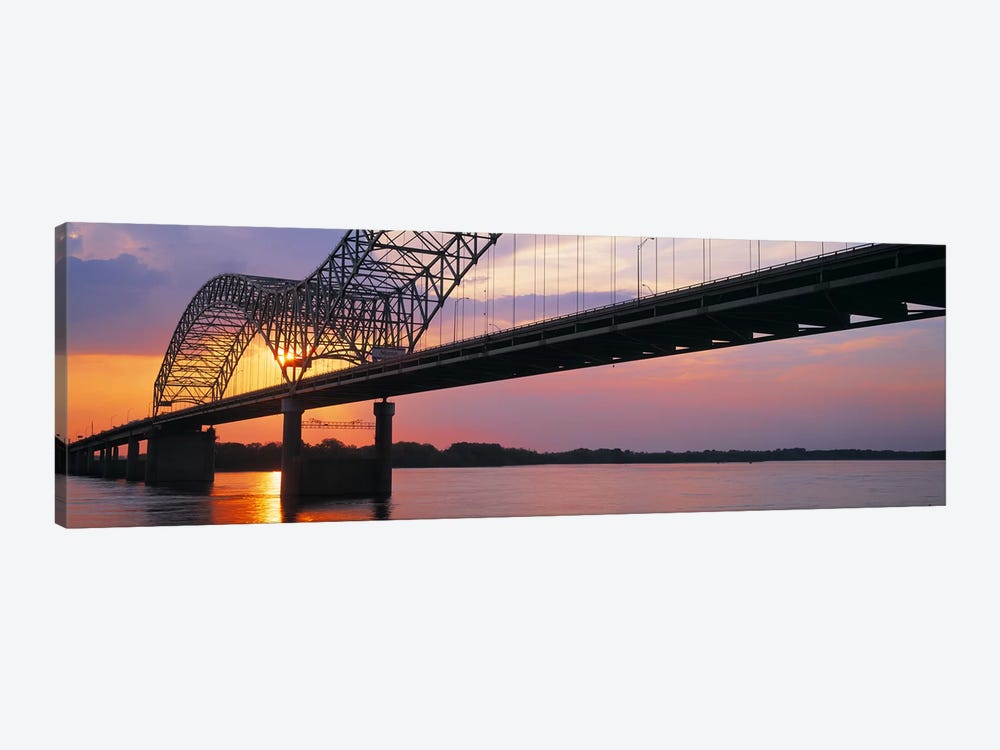 SunsetHernandez Desoto Bridge & Mississippi River, Memphis, Tennessee, USA by Panoramic Images 1-piece Canvas Artwork