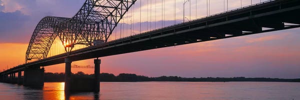 City Sunrises & Sunsets: SunsetHernandez Desoto Bridge & Mississippi River, Memphis, Tennessee, USA by Panoramic Images