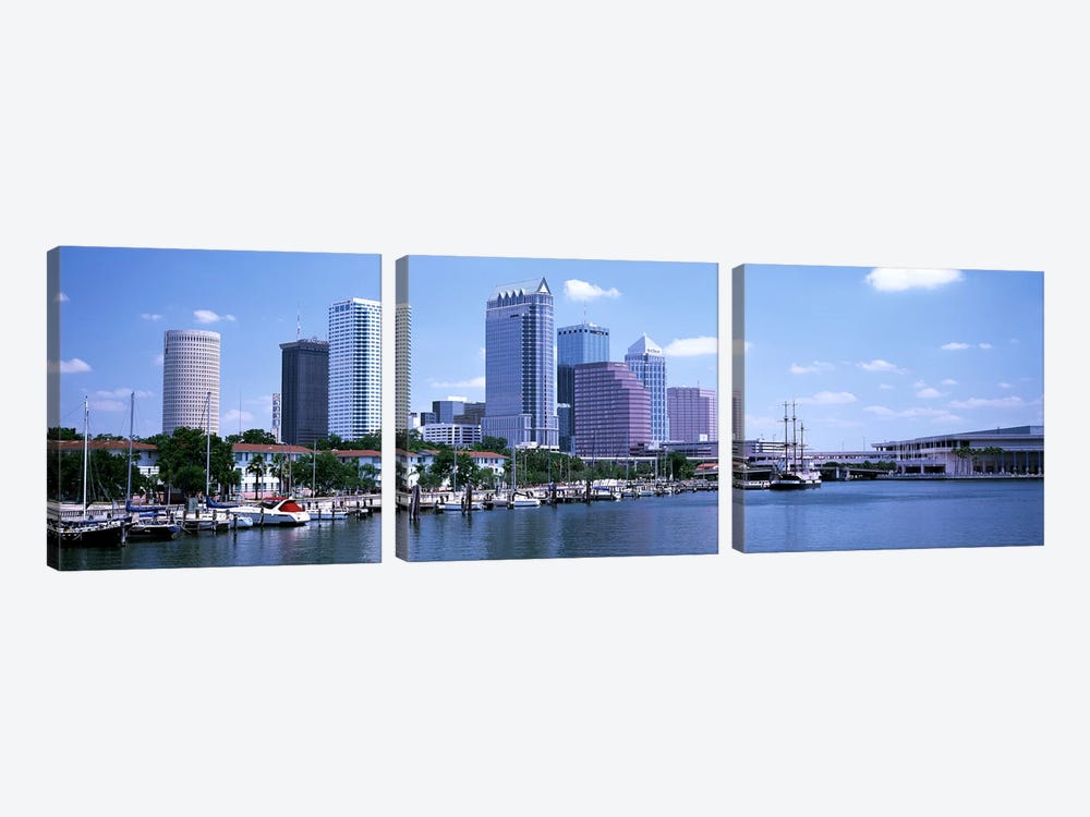 Skyline & Garrison Channel Marina Tampa FL USA by Panoramic Images 3-piece Canvas Art