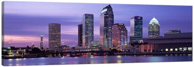 USAFlorida, Tampa, View of an urban skyline at night Canvas Art Print - Tampa