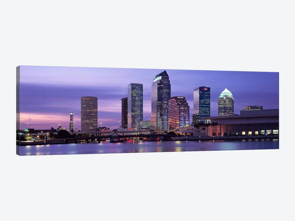 USAFlorida, Tampa, View of an urban skyline at night 1-piece Canvas Art