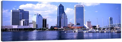 Skyscrapers at the waterfront, Main Street Bridge, St. John's River, Jacksonville, Florida, USA Canvas Art Print - Jacksonville Art