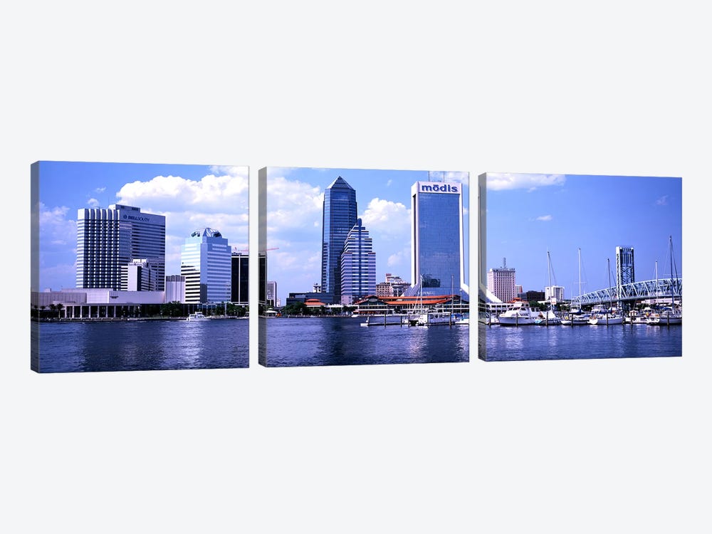 Skyscrapers at the waterfront, Main Street Bridge, St. John's River, Jacksonville, Florida, USA by Panoramic Images 3-piece Canvas Artwork