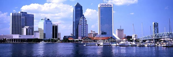 Jacksonville: Skyscrapers at the waterfront, Main Street Bridge, St. John's River, Jacksonville, Florida, USA by Panoramic Images