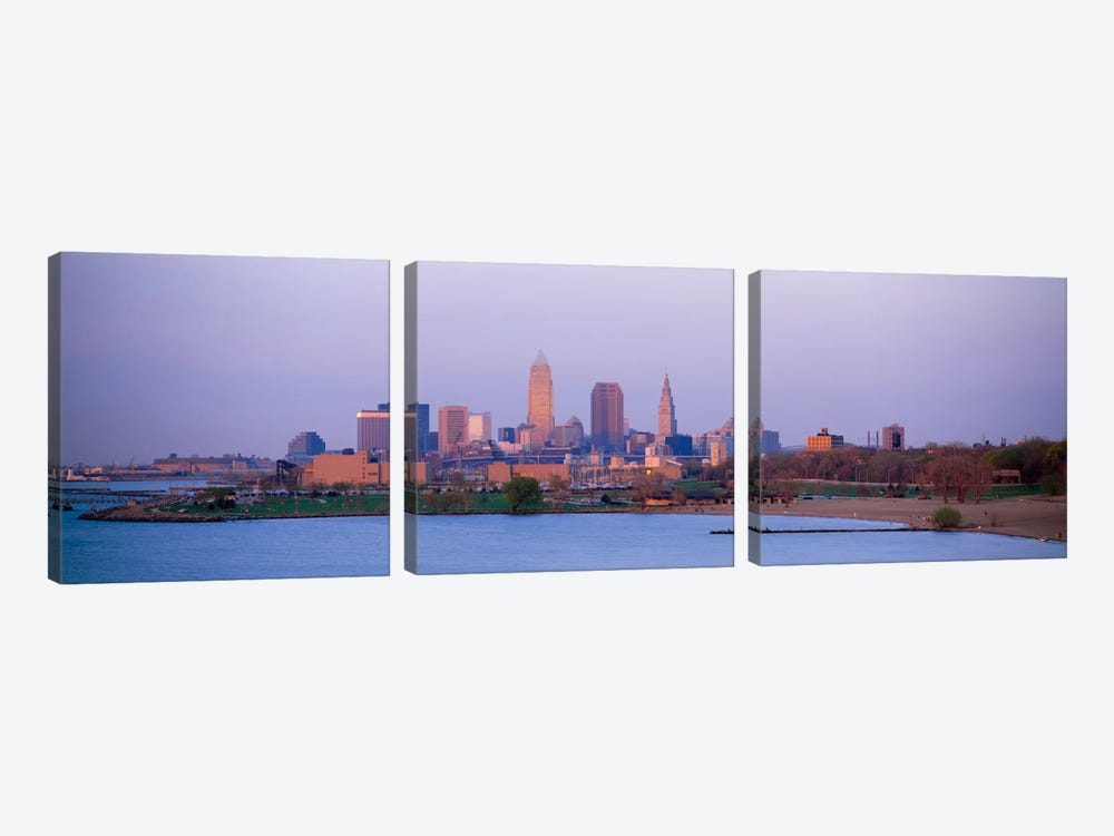 Buildings at the waterfront, Cleveland, Ohio, USA #2 by Panoramic Images 3-piece Canvas Print