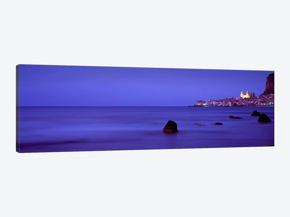 Distant View Of Cefalu At Dusk, Palermo, Sicily, Italy by Panoramic Images 1-piece Canvas Art