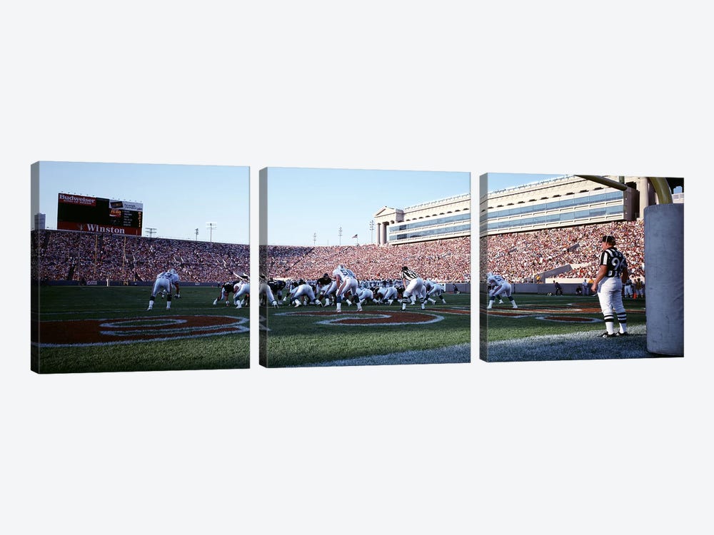 Football Game, Soldier Field, Chicago, Illinois, USA by Panoramic Images 3-piece Canvas Print
