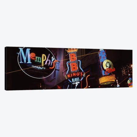 Low angle view of neon signs lit up at night, Beale Street, Memphis, Tennessee, USA Canvas Print #PIM3052} by Panoramic Images Canvas Art Print