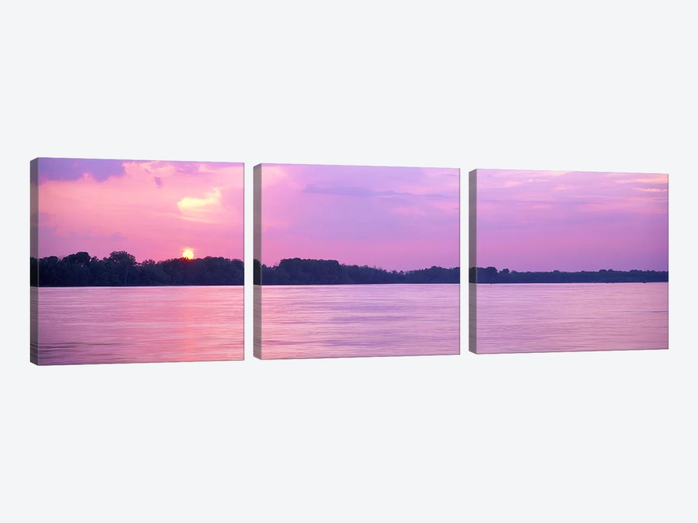 Sunset Mississippi River Memphis TN USA by Panoramic Images 3-piece Canvas Print