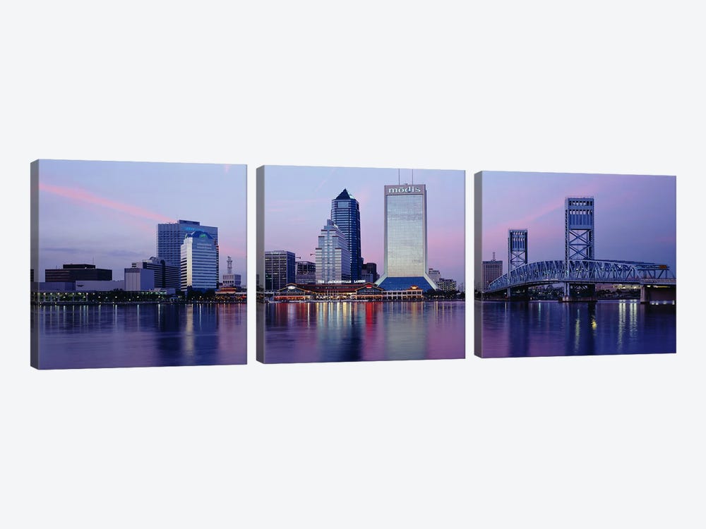 Skyscrapers On The Waterfront, St. John's River, Jacksonville, Florida, USA by Panoramic Images 3-piece Canvas Art Print