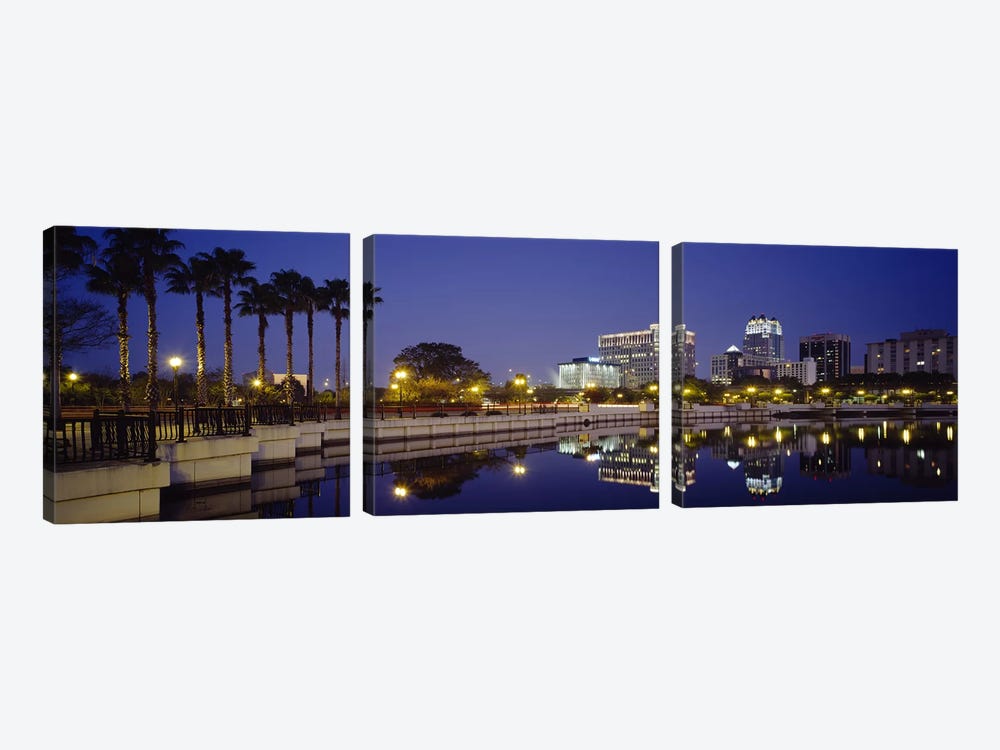 Reflection of buildings in water, Orlando, Florida, USA by Panoramic Images 3-piece Canvas Art