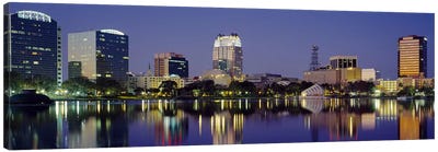 Reflection of buildings in water, Orlando, Florida, USA #2 Canvas Art Print - Orlando Art