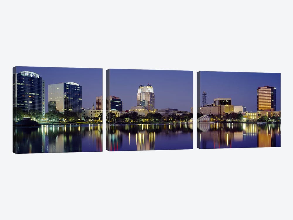 Reflection of buildings in water, Orlando, Florida, USA #2 by Panoramic Images 3-piece Canvas Art Print