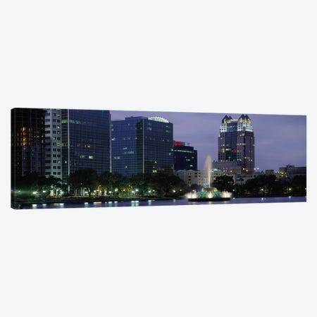 Fountain in a lake lit up at night, Lake Eola, Summerlin Park, Orlando, Orange County, Florida, USA #2 Canvas Print #PIM3065} by Panoramic Images Canvas Print