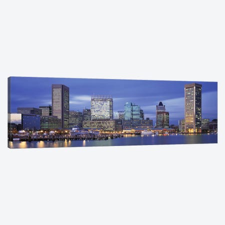 Panoramic View Of An Urban Skyline At Twilight, Baltimore, Maryland, USA Canvas Print #PIM3073} by Panoramic Images Canvas Art Print