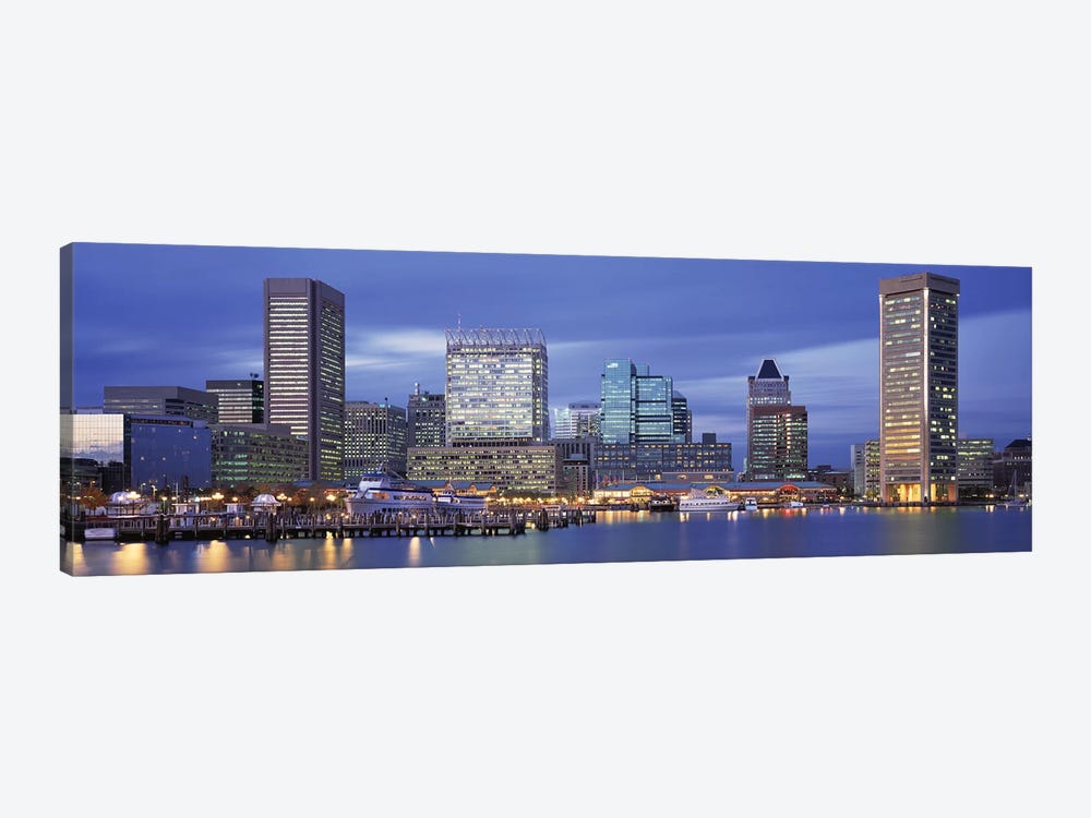 Panoramic View Of An Urban Skyline At Twilight, Baltimore, Maryland, USA by Panoramic Images 1-piece Canvas Artwork