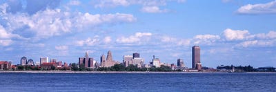 Buildings at the waterfront, Buffalo, Niagara River, Erie County, New York State, USA by Panoramic Images framed canvas print