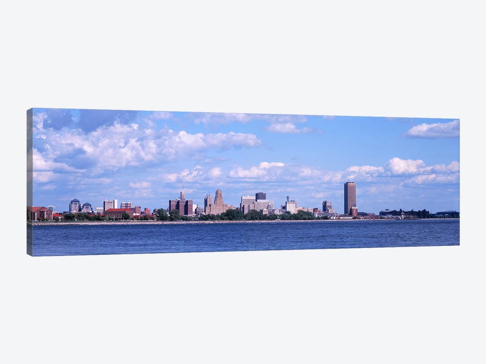 Buildings at the waterfront, Buffalo, Niagara River, Erie County, New York State, USA by Panoramic Images 1-piece Canvas Wall Art