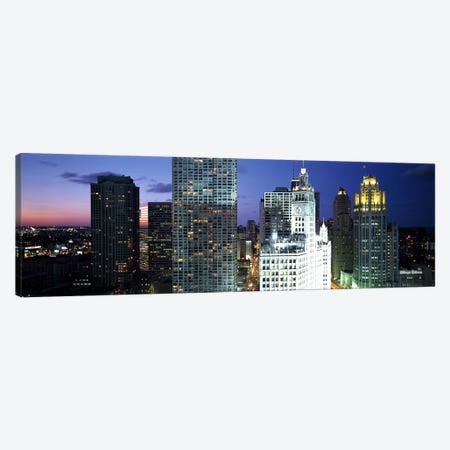 Skyscraper lit up at night in a city, Chicago, Illinois, USA Canvas Print #PIM3079} by Panoramic Images Canvas Art Print