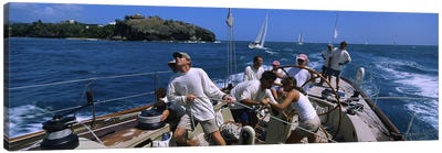 Group of people racing in a sailboatGrenada Canvas Art Print - Sailboat Art