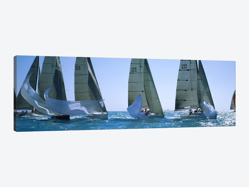 Sailboat racing in the oceanKey West, Florida, USA by Panoramic Images 1-piece Canvas Art Print