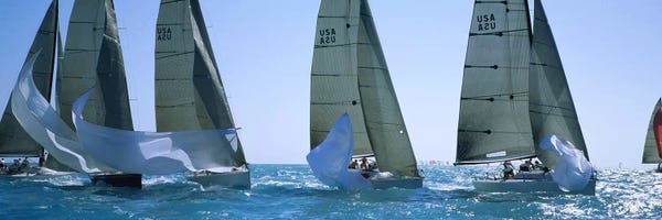 Photography: Sailboat racing in the oceanKey West, Florida, USA by Panoramic Images
