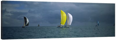 Sailboat racing in the oceanKey West, Florida, USA Canvas Art Print - Boating & Sailing Art