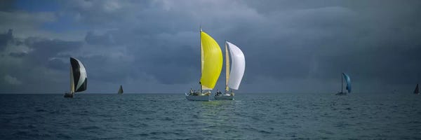Photography: Sailboat racing in the oceanKey West, Florida, USA by Panoramic Images