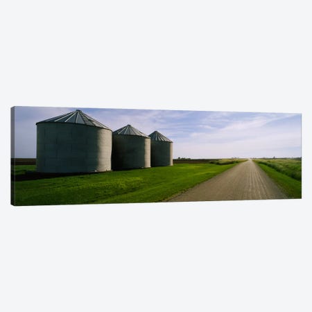 Three silos in a field Canvas Print #PIM308} by Panoramic Images Art Print