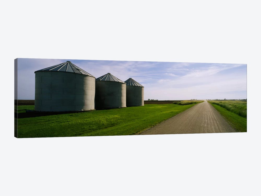 Three silos in a field by Panoramic Images 1-piece Canvas Wall Art