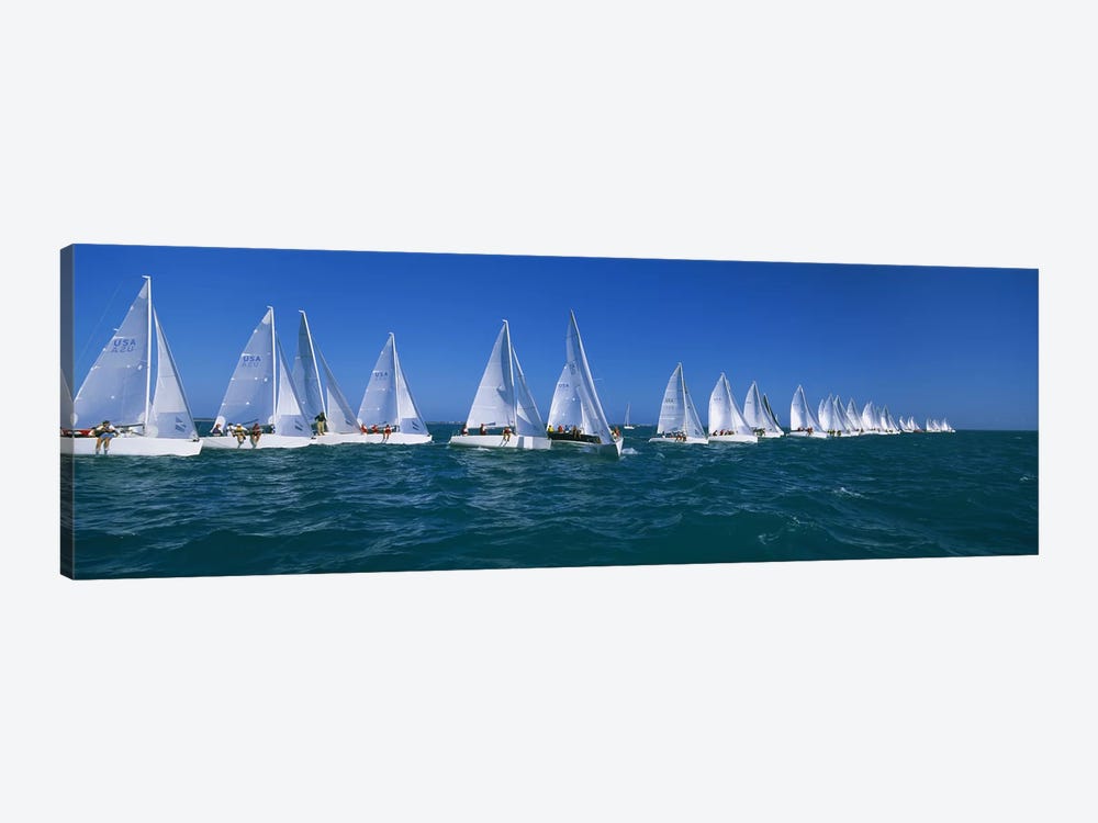 Sailboat racing in the oceanKey West, Florida, USA by Panoramic Images 1-piece Canvas Wall Art