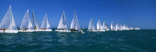 Boating: Sailboat racing in the oceanKey West, Florida, USA by Panoramic Images